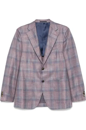 CARUSO Blazers, male, , L, Purple Buttoned Jacket with Pockets and Vents