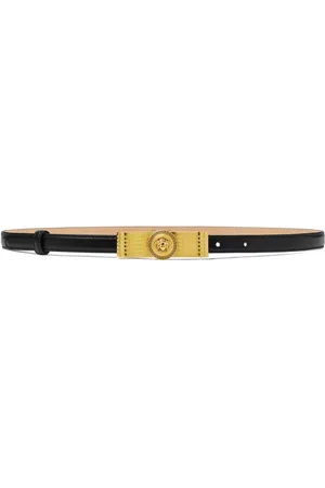 VERSACE Leather Belt with Gold Logo