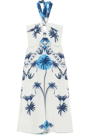 RAQUEL DINIZ White Halterneck Dress with Cut-Out Detailing