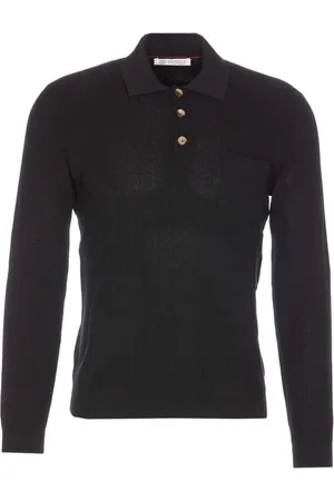 Brunello Cucinelli V-neck Knitwear, male, , M, Polo Collar Jumper with Chest Pocket