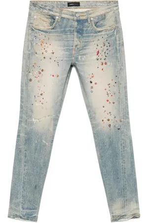 Purple Brand Slim-fit Jeans, male, , W36, Front Button Jeans with Logo