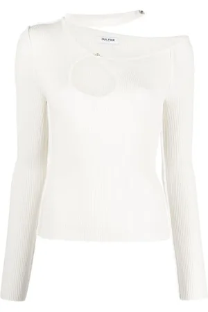 Julfer Ribbed Cut-Out Knit Top