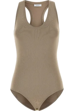 Salvatore Ferragamo Cappuccino Stretch Viscose Blend Bodysuit