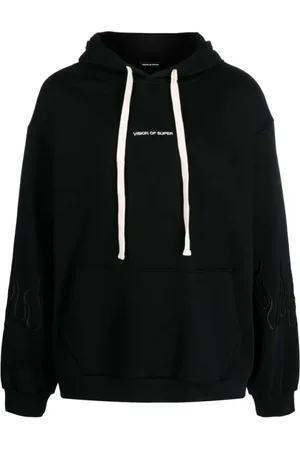 Vision Of Super Hoodies, male, , XS, Flame-Embroidered Cotton Hoodie