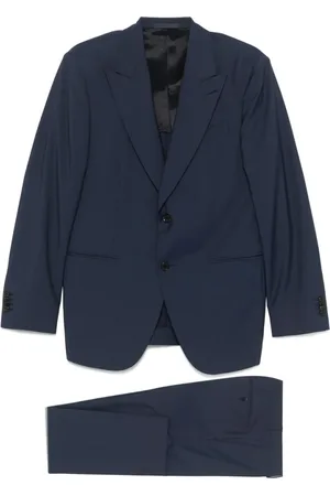 CARUSO Navy Front Button Suit
