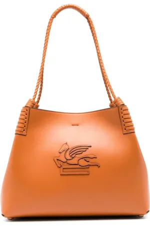 Etro Tote Bags, female, , ONE SIZE, Tangerine Lobster Claw Braided Top Handles