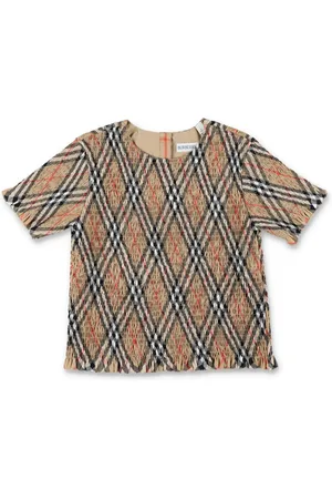 Burberry Blouses, female, , 8 Y, Check Cotton Smocked Top