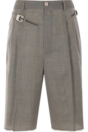 MAGLIANO Grey Wool Shorts with Belt Loops