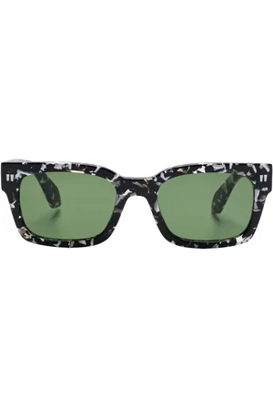 OFF-WHITE Marbled Square Frame Green Tinted Sunglasses
