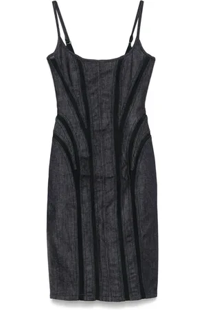 MUGLER Short Dresses, female, , XS, Indigo Scoop Neck Dress