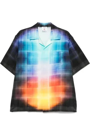Casablanca Short Sleeve Shirts, male, , L, Blue Camp Collar Short Sleeve Shirt