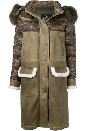 Mr & Mrs Italy Parkas, female, , S, Khaki Camo Shearling Hooded Parka
