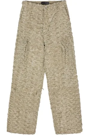 Who Decides War Wide Trousers, male, , W34, Taupe Brown Distressed Wide Leg Trousers