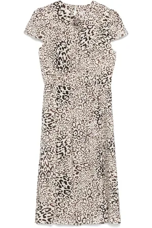 Alessandra Rich Midi Dresses, female, , XS, Beige Button-Up Dress with Shoulder Pads