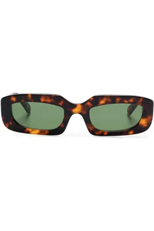 OFF-WHITE Sunglasses, male, , ONE SIZE, Tortoiseshell Rectangle Green Lens Glasses