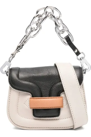 Pierre Hardy Handbags, female, , ONE SIZE, Taupe Foldover Chain-Link Shoulder Bag