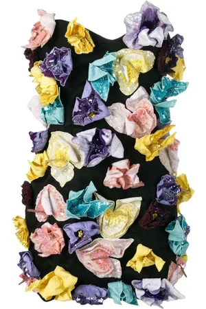 The Attico Floral Appliqué Strapless Mini Dress