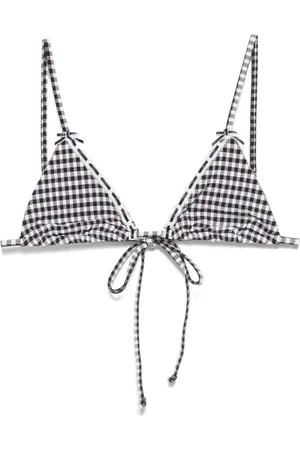 Frankies Bikinis Bikinis, female, , L, Gingham Check Print Beachwear with Tie