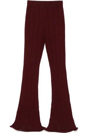 Séfr Wide Trousers, female, , M, Burgundy Flared Hem Elasticated Waistband Trousers
