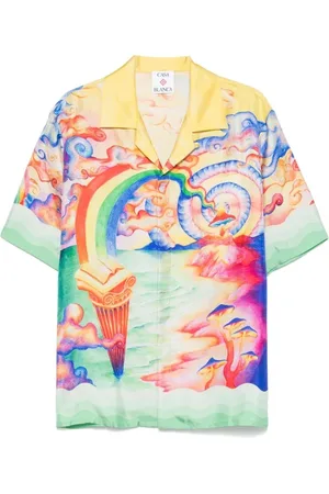 Casablanca Short Sleeve Shirts, male, , L, Lemon Yellow Camp Collar Shirt