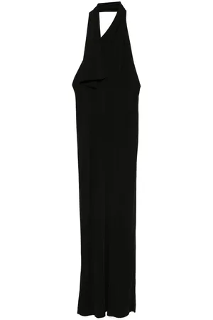 Khaite Draped Panel Dress with Asymmetric Neck