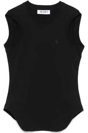 The Attico Sleeveless Tops, female, , 2XS, Crew Neck Sleeveless Embroidered Top