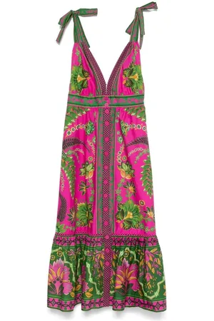 Farm Rio Midi Dresses, female, , XS, Fuchsia Pink Adjustable Shoulder Strap Dress