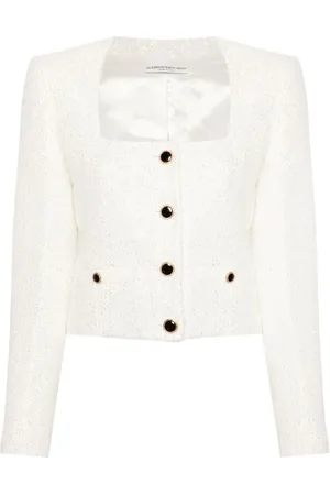Alessandra Rich Tweed Jackets, female, , XS, Tweed Sequin Jacket with Shoulder Pads