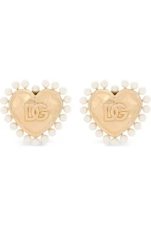 Dolce & Gabbana Earrings, female, , ONE SIZE, Gold-tone Heart Earrings with Faux-Pearl