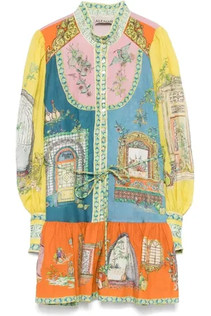 ALÉMAIS Cornflower Blue Color-Block Dress with Illustration Print