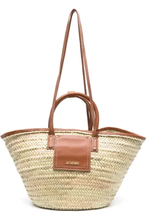 Jacquemus Handbags, female, , ONE SIZE, Raffia Leather Shoulder Bag with Logo