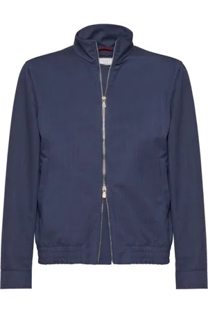 Brunello Cucinelli Bomber Jackets, male, , L, Denim Jacket with Zip Fastening