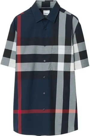 Burberry Short Sleeve Shirts, male, , M, Check Pattern Cotton Shirt