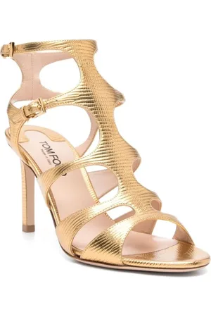 Tom Ford Gold-tone Buckle Stiletto Heel Sandals