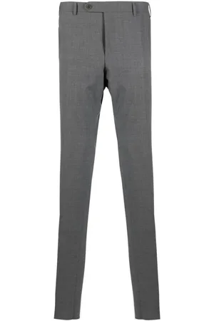 CANALI Charcoal Grey Wool-Blend Tailored Trousers