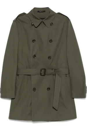 MONTECORE Trench Coats, male, , XL, Olive Rainwear Double-Breasted Coat