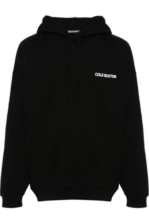 Cole Buxton Hoodies, male, , L, /White Logo Print Hoodie Sweatshirt