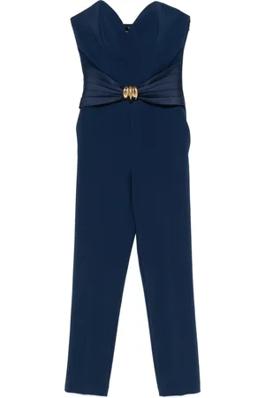 Elisabetta Franchi Jumpsuits, female, , L, Navy Strapless Jumpsuit with Pockets