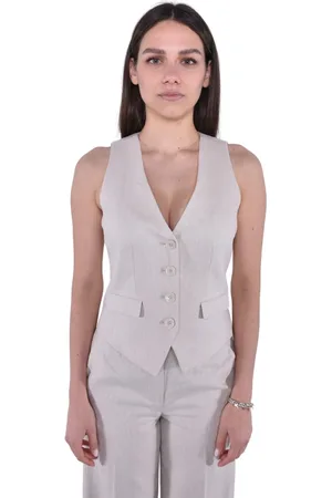 Michael Kors Vests, female, , 2XS, Linen Cotton Twill Flap Jacket