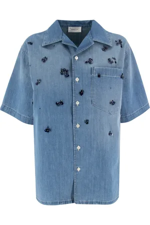 Fabiana Filippi Denim Shirts, female, , 2XS, Elegant Sequin & Crystal Embroidered Shirt