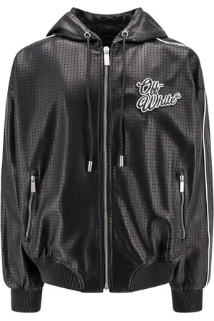 OFF-WHITE Leather Hooded Zip Jacket