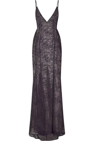 The Attico Maxi Dresses, female, , XS, Burgundy Floral Lace Asymmetric Hem Dress