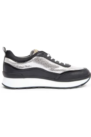 La Martina Sneakers, female, , 7 1/2 UK, Black Leather Shoes with Silver Details