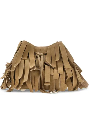 Hogan Mini Beige Suede Fringe Bag
