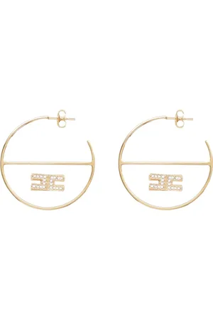 Elisabetta Franchi Hoop Earrings with Logo Design