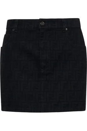 Fendi Denim Skirts, female, , XS, Denim Miniskirt with FF Motif
