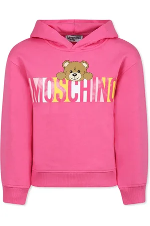Moschino Sweatshirts, unisex, , 4 Y, Fuchsia Teddy Bear Hoodie
