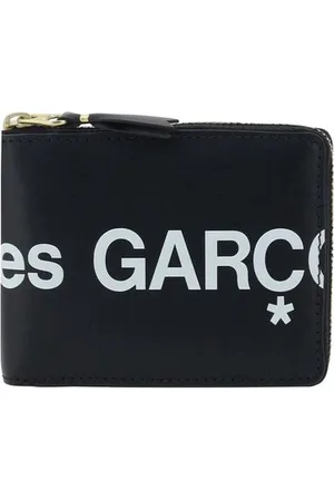 Comme des Garçons Zipper Leather Wallet with Logo Print