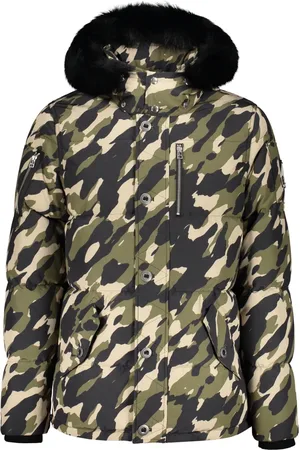 Moose Knuckles Camouflage Fox Fur Hooded Down Jacket