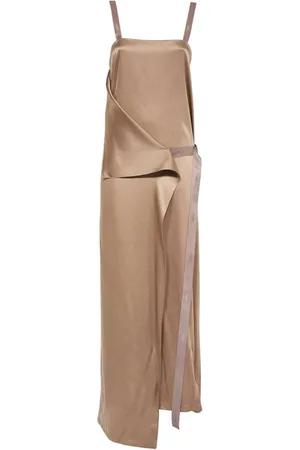 Fendi Maxi Dresses, female, , 2XS, Silk Wrap Gown with Logoed Ribbons